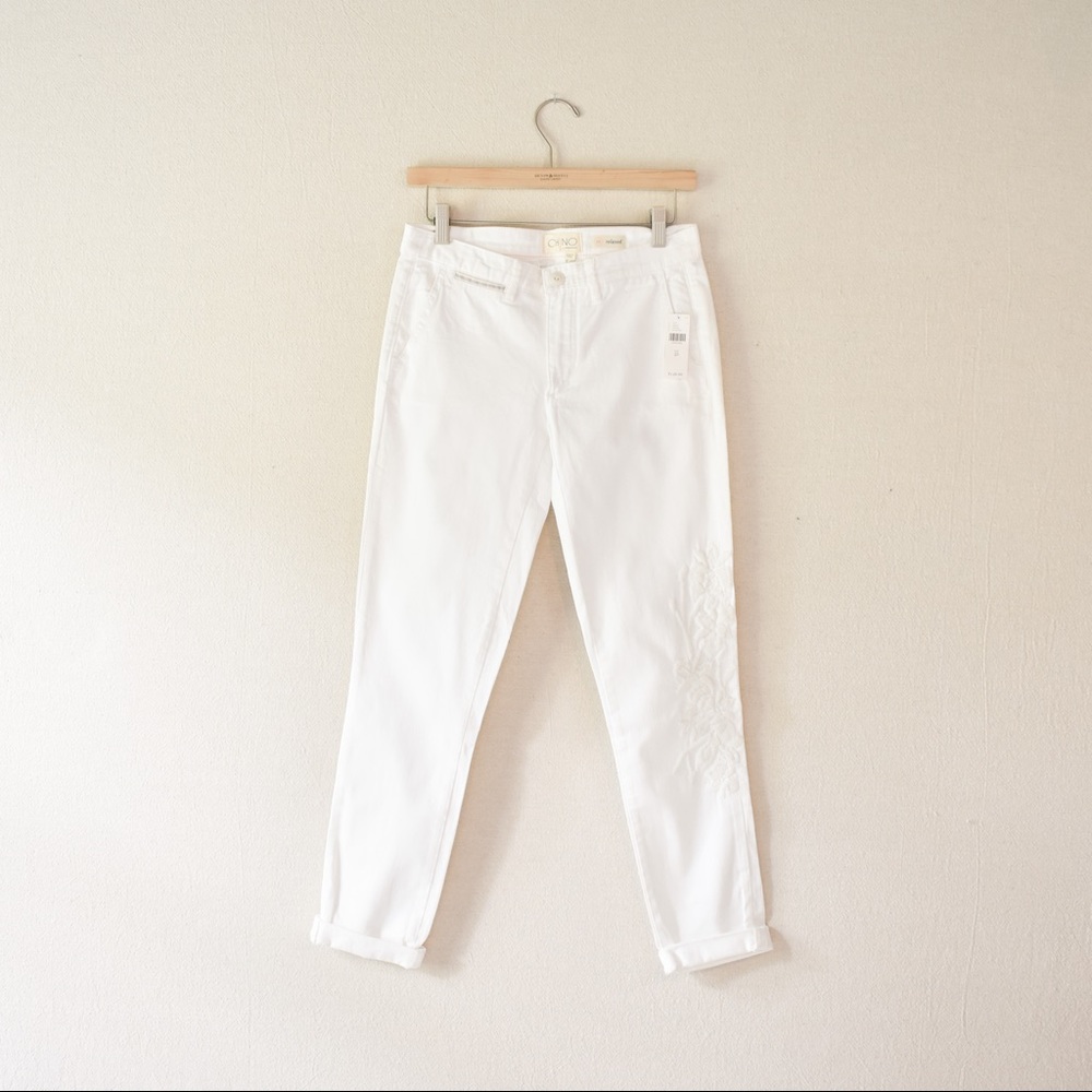 Anthropologie Relaxed Embroidered Chino Pants NWT
